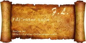 Fürster Lola névjegykártya
